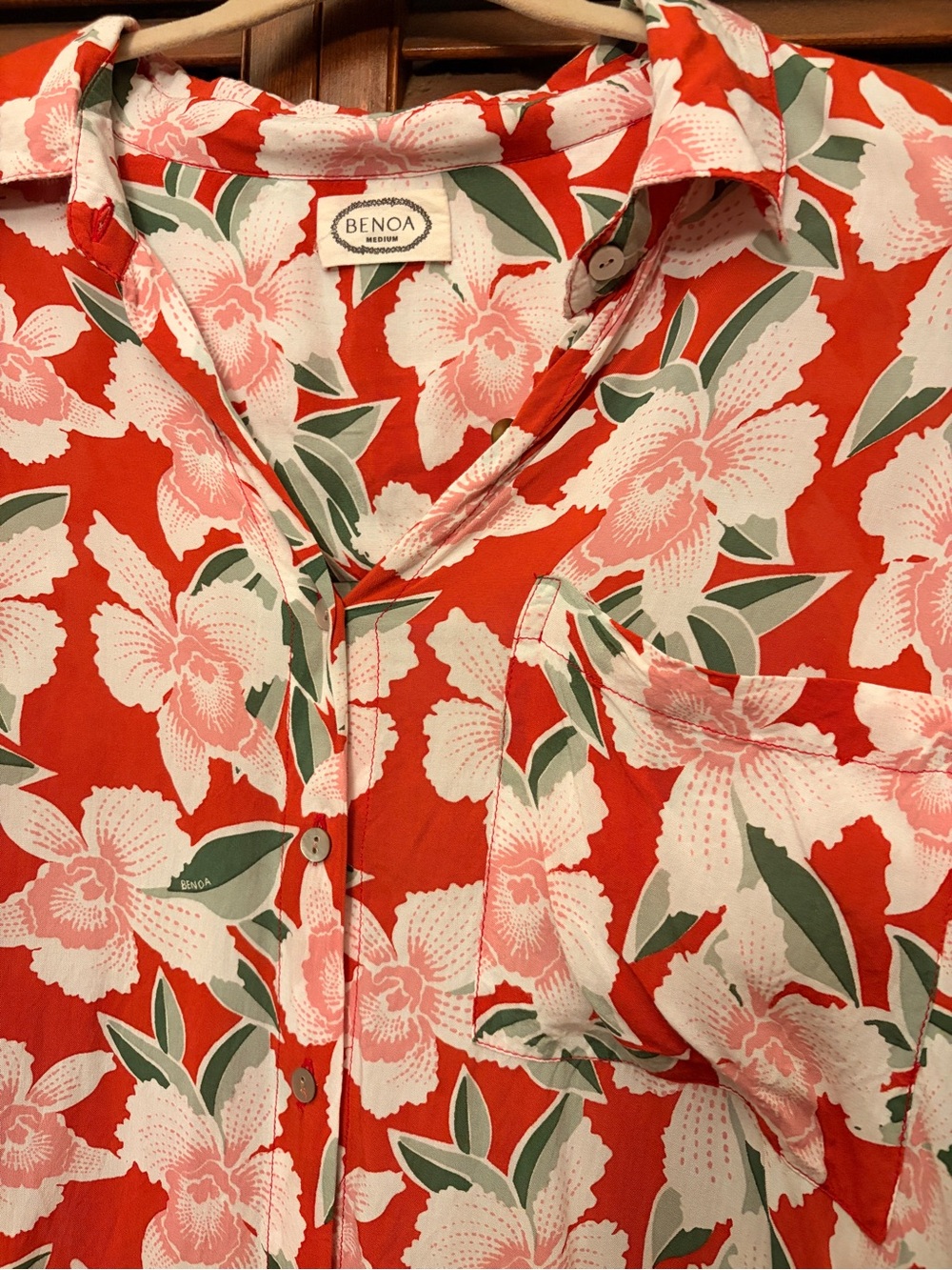 Benoa Red Floral Button-Up Shirt - Picture 2 of 3